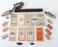 Vintage bus related items including three The Bell Punch & Printing Co machines with various tickets