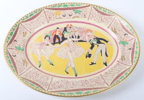 A Clarice Cliff for Wilkinson Bizarre Circus pattern serving platter by Laura Knight