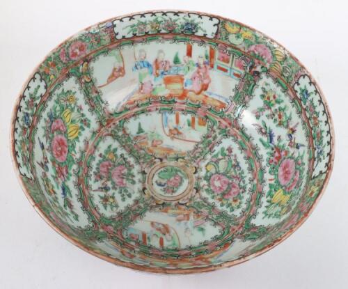 A large late 19th century Chinese Canton punch bowl