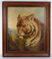 William Huggins (1820-1884), British, Tiger oil on canvas, signed to left