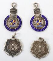 A group of silver motor cycling club medals awarded to A. Bowerman, including Sutton Coldfield North Birmingham Automobile Club 1923 & 1924, two Birmingham Motor Cycle Club Victory Trial and Victory Cup 1923 and 1924