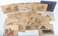 A selection of original early 20th century sketch comical Motorcycle cartoons and drawings, by E.H. Orriusmitt(?)