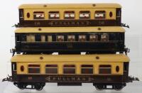 Three No.2 Hornby Series 0 gauge passenger coaches