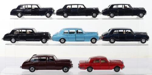 Eight Dinky Toys Unboxed Rolls Royce Models