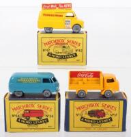 Three Matchbox Moko Lesney Regular Wheel Delivery Van/lorry Models