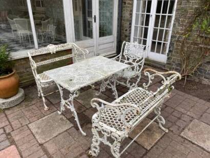 A pair of Coalbrookdale style painted benches