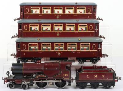 Hornby Series 0 gauge E220 LMS Compound locomotive 1185 and LMS coaches, - 2