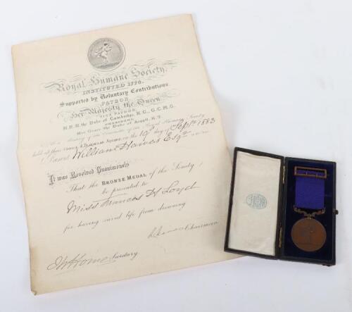 A Good Example of the Royal Humane Society Small Bronze Medal for a Successful Rescue at Cowes, Isle of Wight