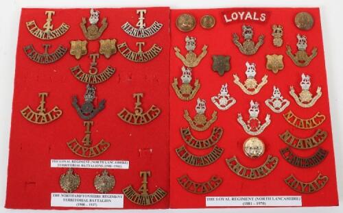 Selection of Badges and Insignia of the Loyal North Lancashire Regiment and Territorial Battalion Northamptonshire Regiment