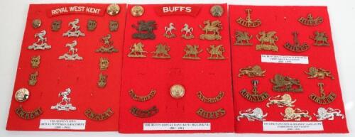 Selection of Badges and Insignia of the Royal West Kent Regiment, East Kent Regiment (The Buffs) and Territorial Battalions The Kings Own Royal Lancaster Regiment