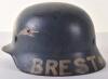 WW2 German “War Trophy” Brest France Steel Combat Helmet - 5