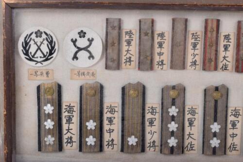 Framed Display of Imperial Japanese Navy Cloth Rank Insignia