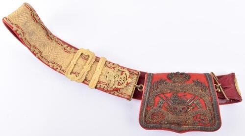 Victorian / Edward VII 15th (The King&rsquo;s) Hussars Officers Full Dress Pouch and Cross Belt