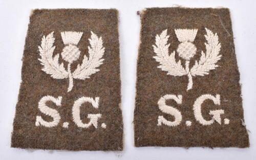 Pair of WW1 Scots Guards Cloth Shoulder Titles