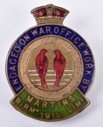 1915 Engaged on War Office Work by Martins Birmingham Limited