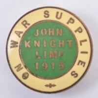 WW1 1915 On War Supplies John Knight Limited Lapel Badge