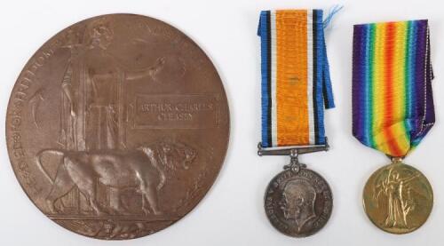 Great War Salonika Casualty Medal Pair and Memorial Plaque Group Durham Light Infantry