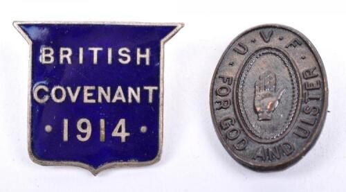 Scarce Irish Political Movement Protest Against Home Rule Lapel Badge &ldquo;British Covenant 1914&rdquo;