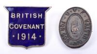 Scarce Irish Political Movement Protest Against Home Rule Lapel Badge “British Covenant 1914”