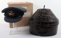 RAF Officers Peaked Service Dress Cap in Box and Vintage RAF Hat Tin