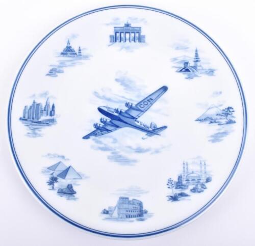 Rare Third Reich Period Meissen Plate Commemorating The Production of the First Passenger Air Liner Focke-Wulf Fw-200