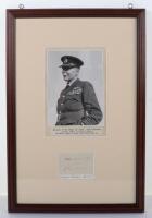 Framed Photograph and Signature of Air Marshall Lord Trenchard