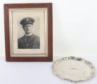 Solid Silver RAF Chaplain Presentation Tray and Photograph