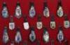 Collection of Obsolete French Gendarmerie & CRS Police Nationale Enamel Badges on Leather Fobs - 2