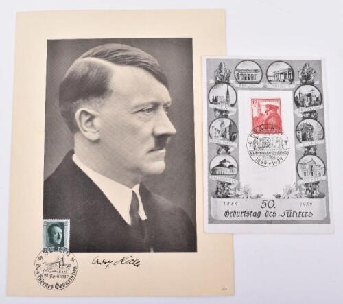 Hitler Items 2x Third Reich Adolf Hitler Philatelic Items
