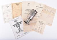 Rare Third Reich Luftwaffe Silver Honour Goblet (Ehrenpokal) and Document Grouping