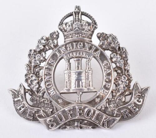 Hallmarked Silver Suffolk Regiment Officers Cap Badge