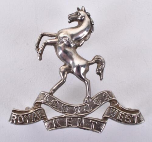 Hallmarked Silver Royal West Kent Regiment Officers Cap Badge