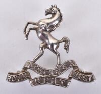 Hallmarked Silver Royal West Kent Regiment Officers Cap Badge
