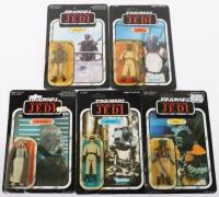 Five Opened Vintage Return of The Jedi Star Wars carded Figures