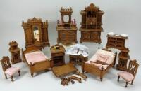 Collection of Schneegas wooden Dolls Houses furniture, German circa 1890,