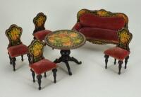 Set of wooden paper lithographed Dolls House furniture, German 1880s,