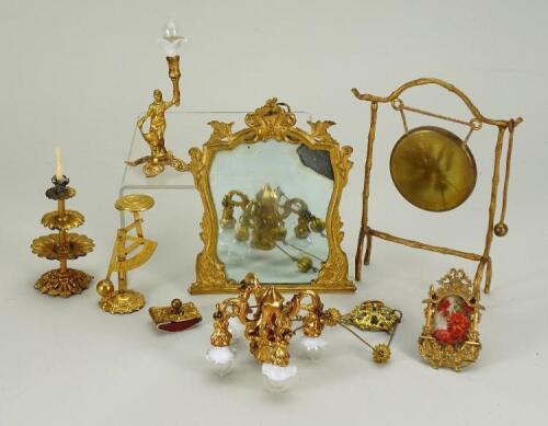 Gilt metal Dolls House miniatures, 1880s,