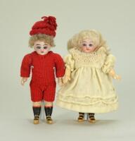Pair of Simon & Halbig bisque head miniature dolls, German circa 1905,