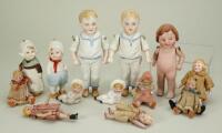 Miniature mother and daughters all bisque dolls, German 1920s,