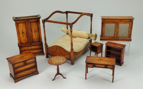 Suite of Tarbena 1/12th scale Regency style painted wooden Dolls House furniture,