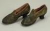 A miniature pair of leather shoes, early 19th century,