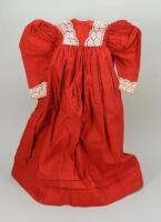 A good red cotton dress for large doll, 1880s,