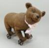 Early pre-button Steiff soft toy bear on wheels, German circa 1895, - 2