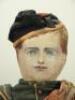 Unusual oil painted cloth doll in traditional Scottish uniform, probably American late 19th century, - 2