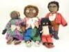 Four English black cloth dolls,