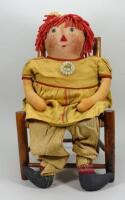 Large Raggedy Anne American cloth doll, 1920s,