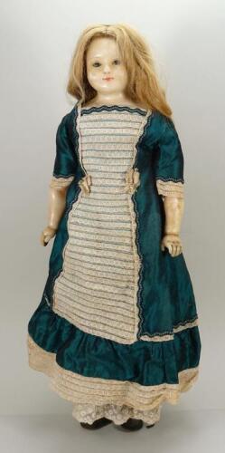 Wax over composition shoulder head doll, English circa 1860,