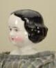 Early glazed china shoulder head doll, German 1850s, - 2