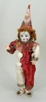 Rare bisque head clown doll, French circa 1900,