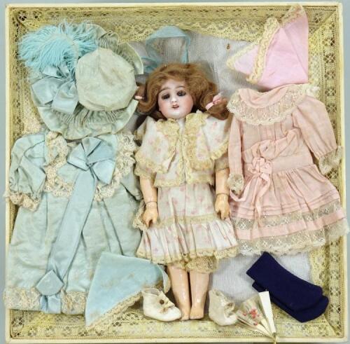 S.F.B.J bisque head doll in original presentation box, French circa 1905,